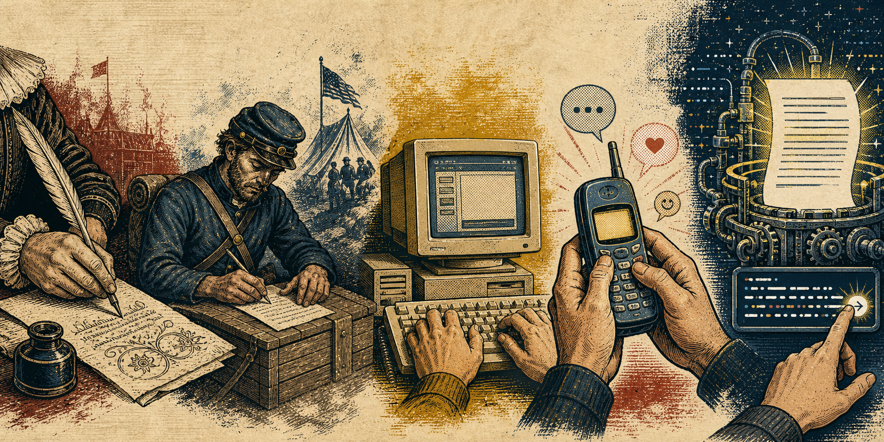 A visual history of writing from the quill and Civil War letters to computers, mobile phones, and AI